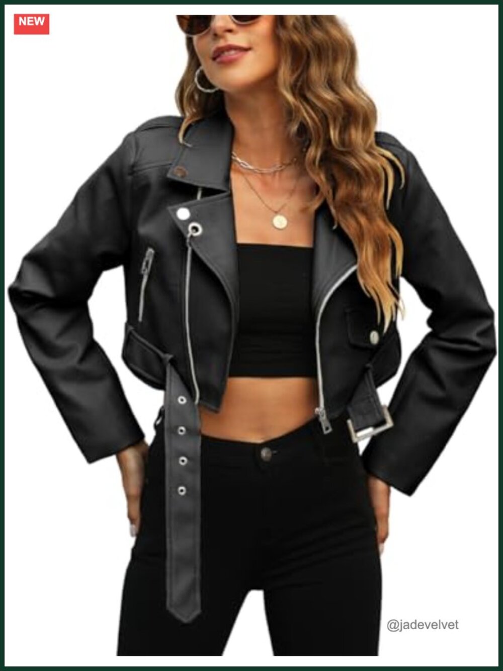 Cropped Faux Leather Jacket Bomber PU Moto Coat